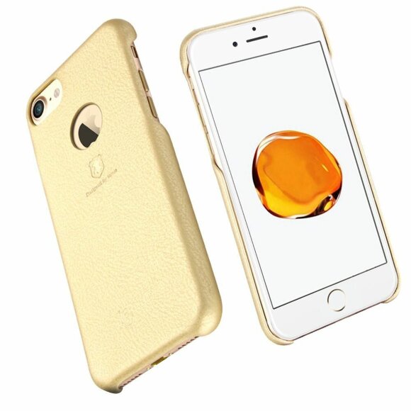 Кожаная накладка LENUO для iPhone 7 (золотой)
