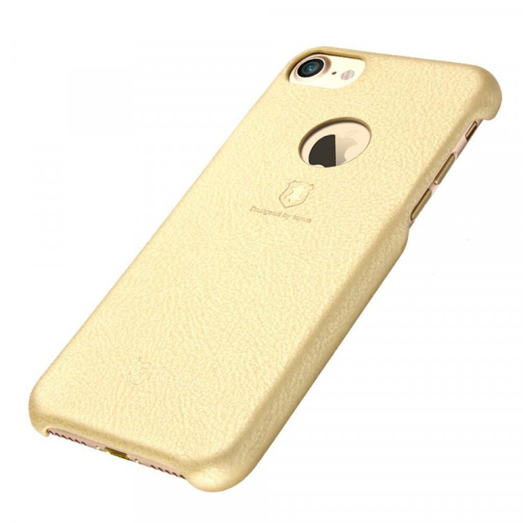 Кожаная накладка LENUO для iPhone 7 (золотой)