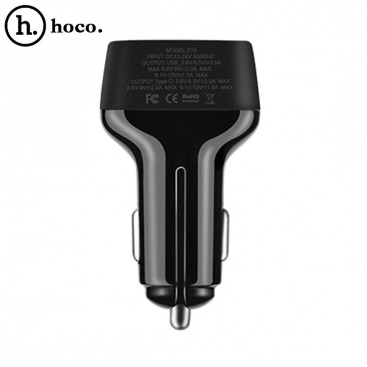 Автомобильное зарядное устройство Quick Charge HOCO Z15 Kuso (USB QC3.0 + Type-C)