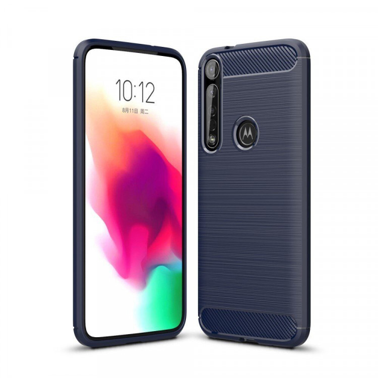 Чехол-накладка Carbon Fibre для Motorola Moto G8 Plus (темно-синий)