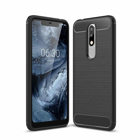 Чехол-накладка Carbon Fibre для Nokia 5.1 Plus / Nokia X5 (черный)