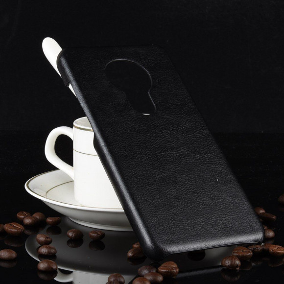 Кожаная накладка-чехол для Nokia 7.2 / Nokia 6.2 (черный)