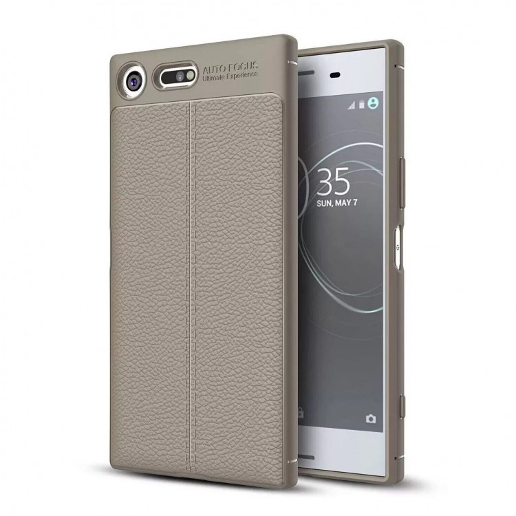 Чехол-накладка Litchi Grain для Sony Xperia XZ Premium (серый)