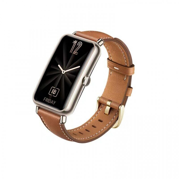 Кожаный ремешок для Huawei Watch Fit Mini и часов с креплением 16мм (коричневый)