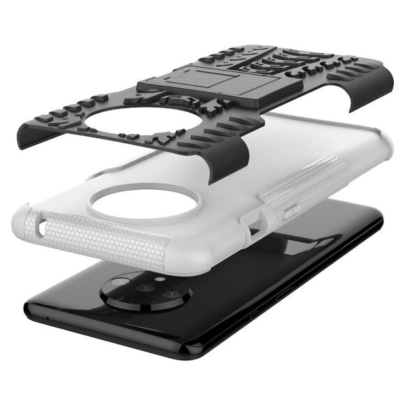 Чехол Hybrid Armor для OnePlus 7T (черный + белый)