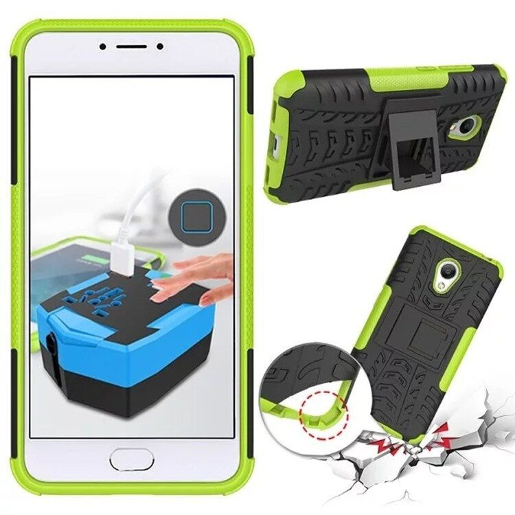 Чехол Hybrid Armor для Meizu M3 / M3s (черный + зеленый)