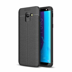 Чехол-накладка Litchi Grain для Samsung Galaxy J6 (2018) (черный)