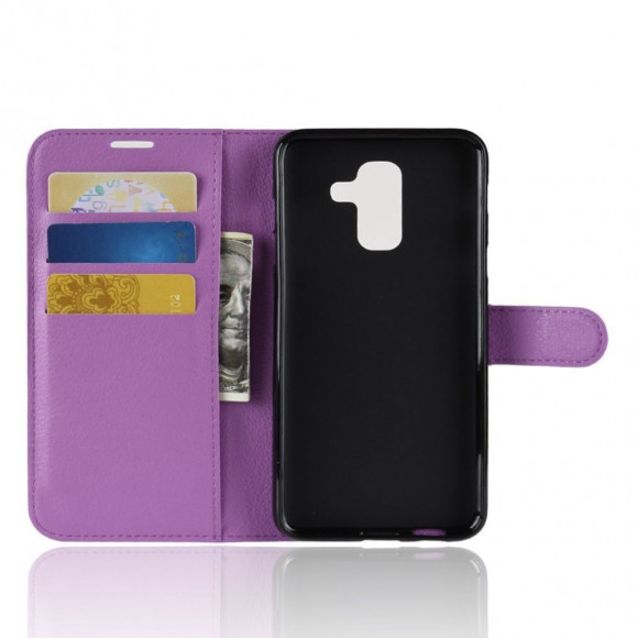Чехол с визитницей для Samsung Galaxy A6+ (Plus) (фиолетовый)