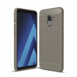 Чехол-накладка Carbon Fibre для Samsung Galaxy A8 (2018) (серый)