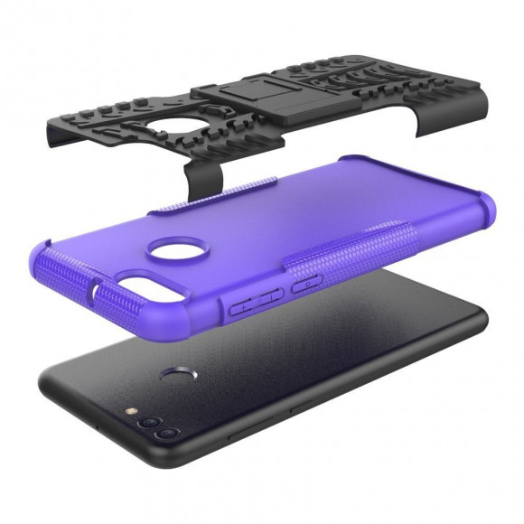 Чехол Hybrid Armor для Huawei Y9 (2018) / Enjoy 8 Plus (черный + фиолетовый)