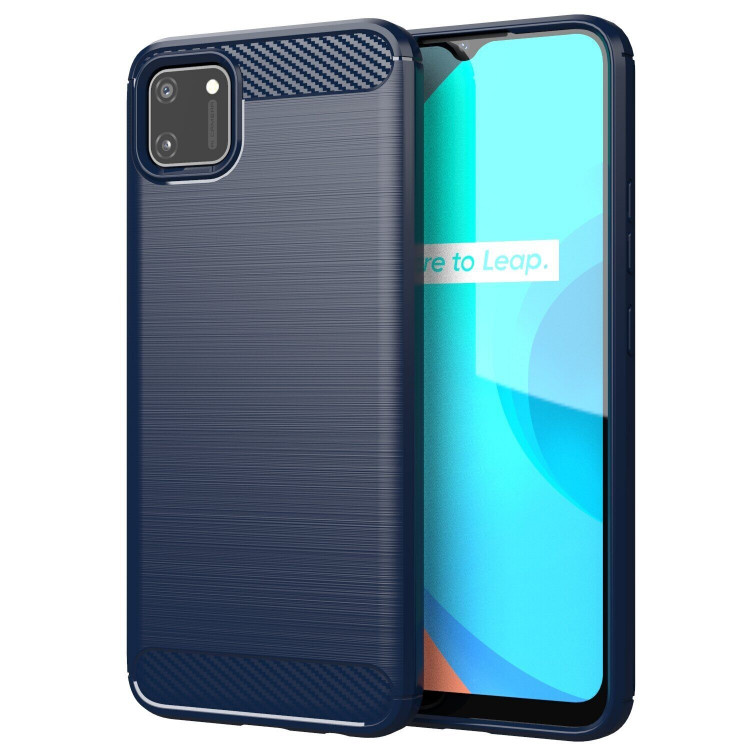 Чехол-накладка Carbon Fibre для Realme C20 / Realme C11 2021 (темно-синий)