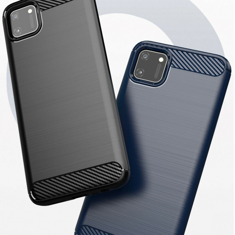 Чехол-накладка Carbon Fibre для Realme C20 / Realme C11 2021 (темно-синий)