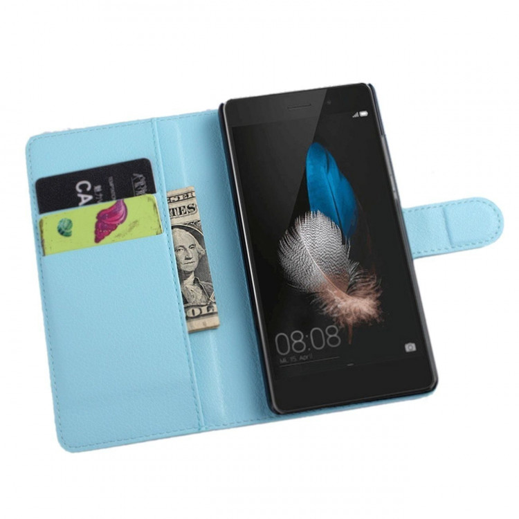 Чехол с визитницей для Huawei P8 (голубой)