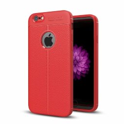 Чехол накладка Litchi Grain для iPhone 6 / 6S (красный)