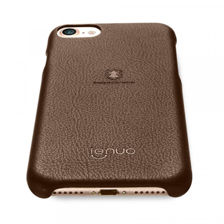 Кожаная накладка LENUO для iPhone 7 (коричневый)