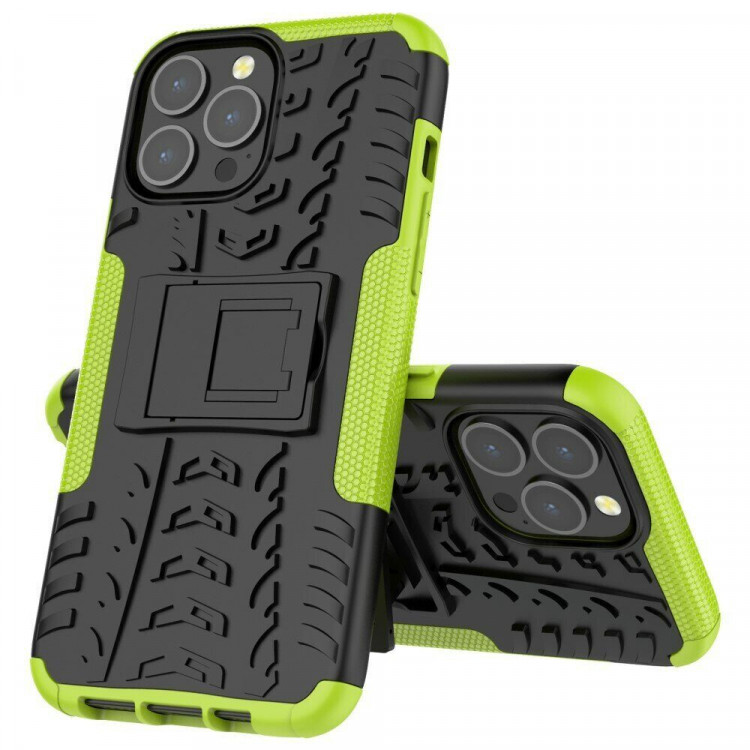 Чехол Hybrid Armor для iPhone 13 Pro Max (черный + зеленый)
