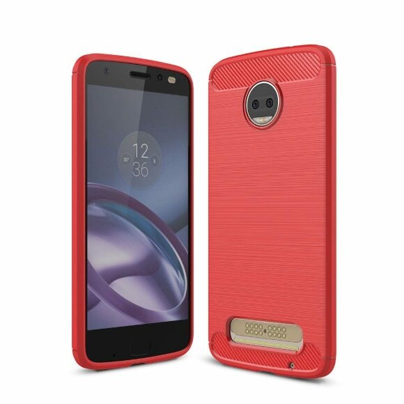 Чехол-накладка Carbon Fibre для Motorola Moto Z2 (красный)