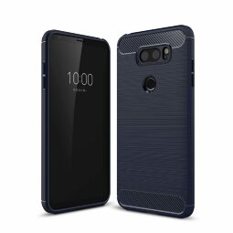 Чехол-накладка Carbon Fibre для LG V30s (темно-синий)