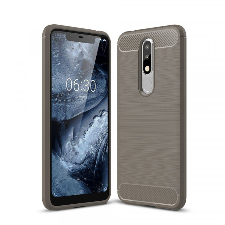 Чехол-накладка Carbon Fibre для Nokia 5.1 Plus / Nokia X5 (серый)