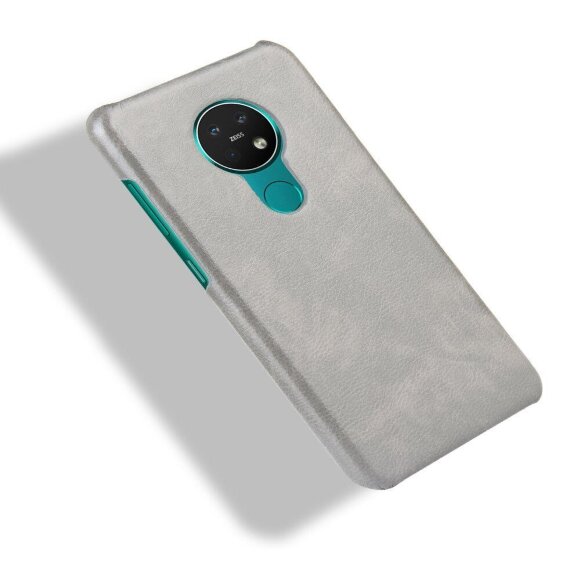 Кожаная накладка-чехол для Nokia 7.2 / Nokia 6.2 (серый)