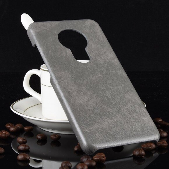 Кожаная накладка-чехол для Nokia 7.2 / Nokia 6.2 (серый)