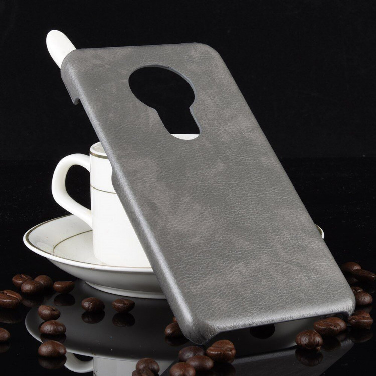 Кожаная накладка-чехол для Nokia 7.2 / Nokia 6.2 (серый)