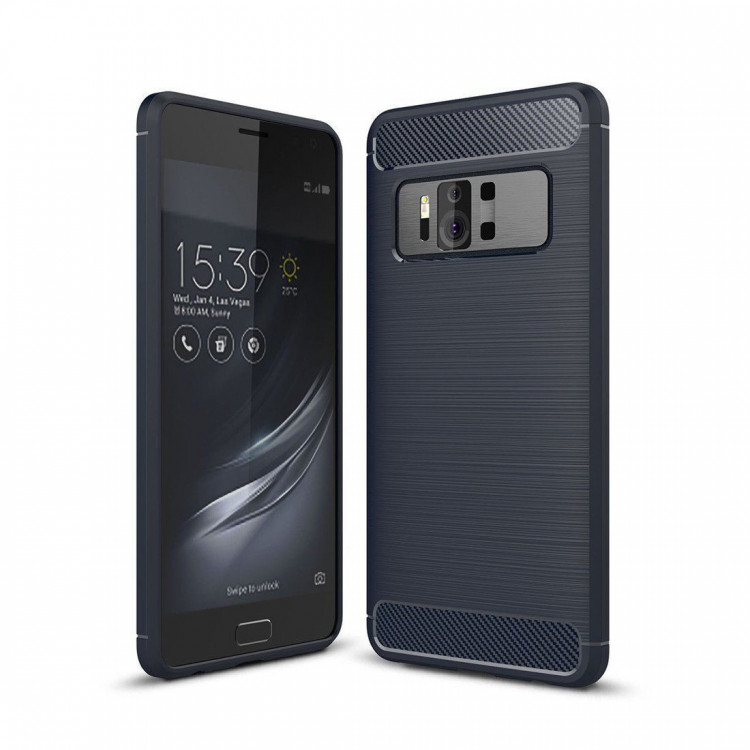 Чехол-накладка Carbon Fibre для ASUS Zenfone AR ZS571KL (темно-синий)
