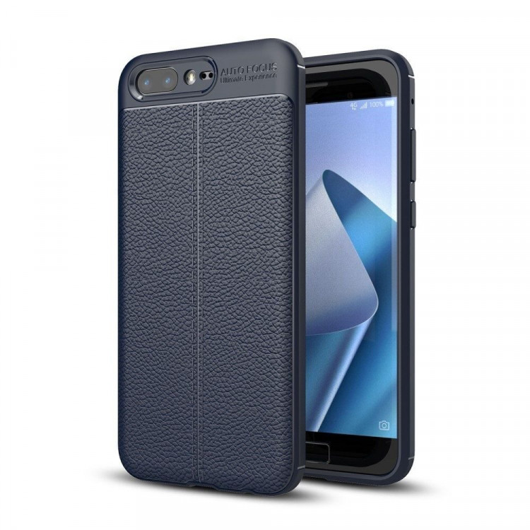 Чехол-накладка Litchi Grain для Asus ZenFone 4 Pro ZS551KL (темно-синий)