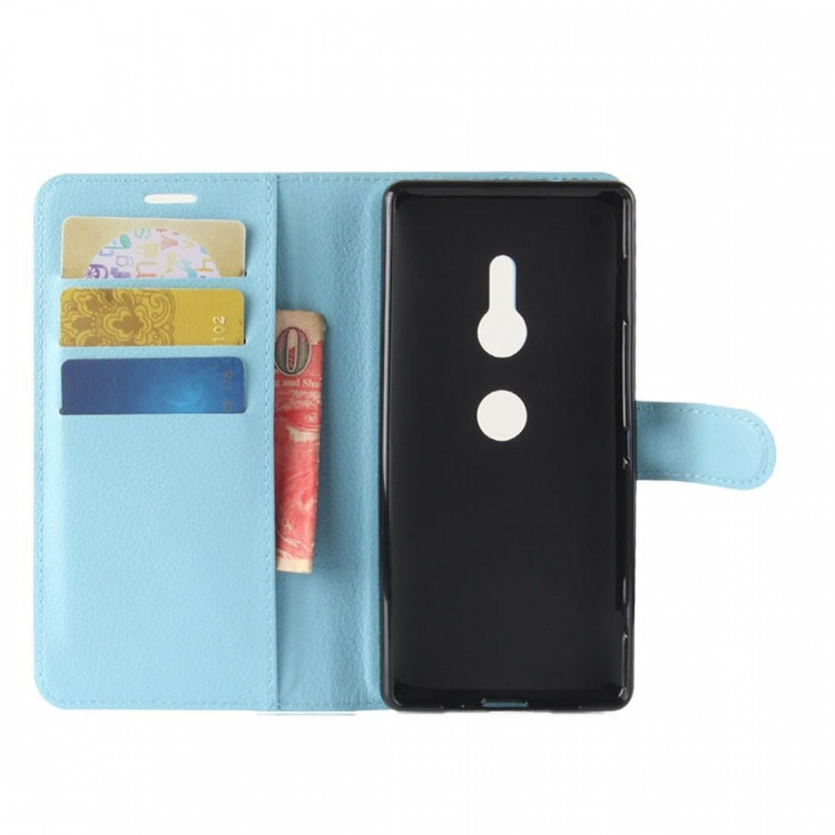 Чехол с визитницей для Sony Xperia XZ2 (голубой)
