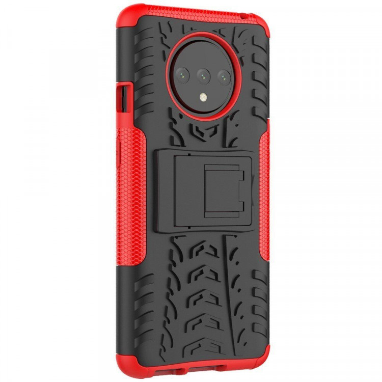 Чехол Hybrid Armor для OnePlus 7T (черный + красный)