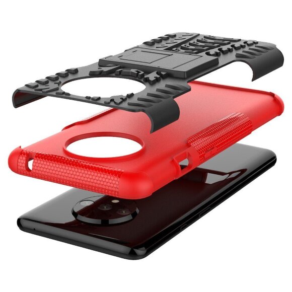 Чехол Hybrid Armor для OnePlus 7T (черный + красный)