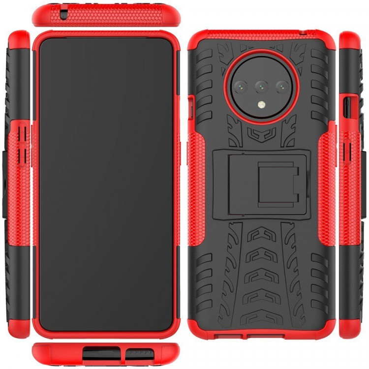 Чехол Hybrid Armor для OnePlus 7T (черный + красный)