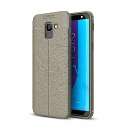 Чехол-накладка Litchi Grain для Samsung Galaxy J6 (2018) (серый)