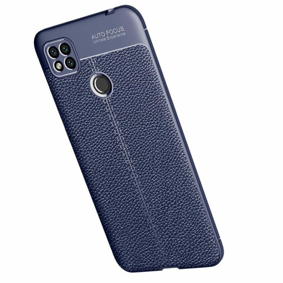 Чехол-накладка Litchi Grain для Xiaomi Redmi 9C (темно-синий)