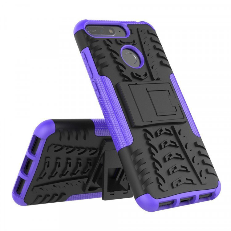 Чехол Hybrid Armor для Huawei Y6 Prime (2018) / Honor 7A / Honor 7C (AUM-L41) / Honor 7A Pro (AUM-L29) (черный + фиолетовый)