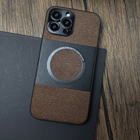 Тканевый чехол Electroplated MagSafe для iPhone 14 Pro Max (коричневый) Тканевый чехол Electroplated MagSafe для iPhone 14 Pro Max (коричневый)