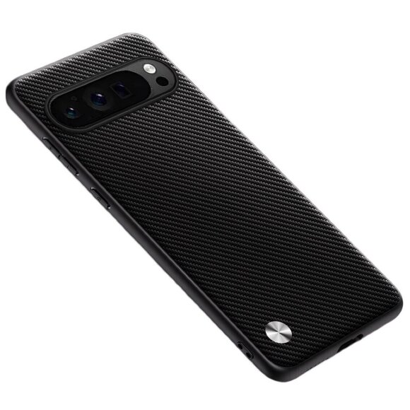 Чехол из искусственной кожи для Google Pixel 9, Pixel 9 Pro (карбон)