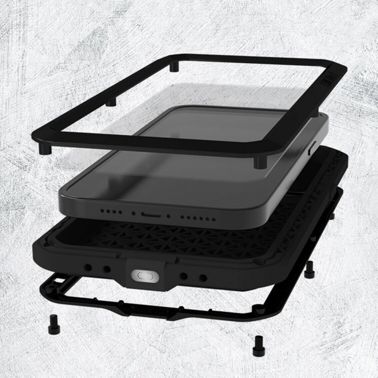 Гибридный чехол LOVE MEI для iPhone 14 Pro (серебряный)