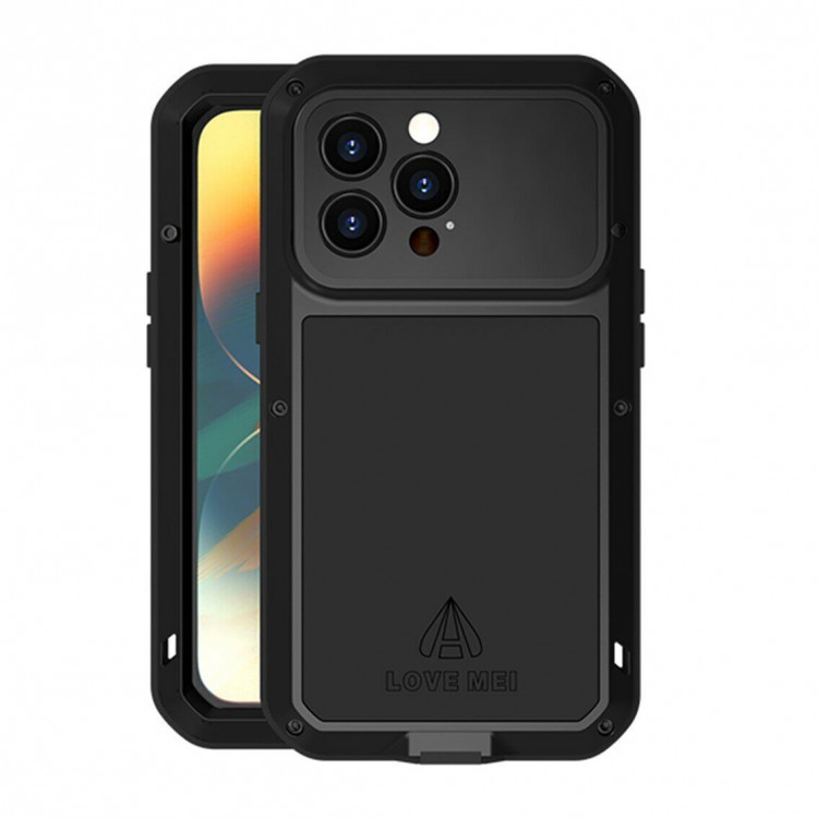 Гибридный чехол LOVE MEI для iPhone 14 Pro Max (черный)