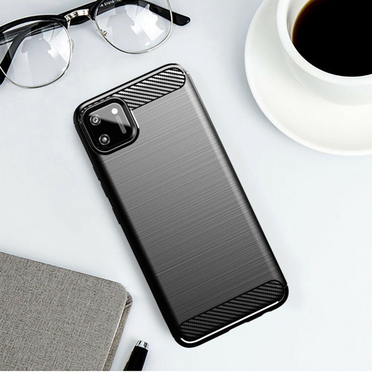 Чехол-накладка Carbon Fibre для Realme C20 / Realme C11 2021 (черный)