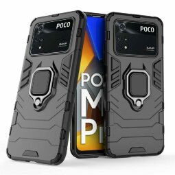 Чехол Armor Ring Holder для Xiaomi Poco M4 Pro 4G (черный)