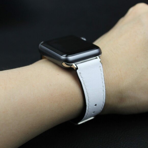 Кожаный ремешок для Apple Watch 42 и 44мм (белый) Кожаный ремешок для Apple Watch 42 и 44мм (белый)