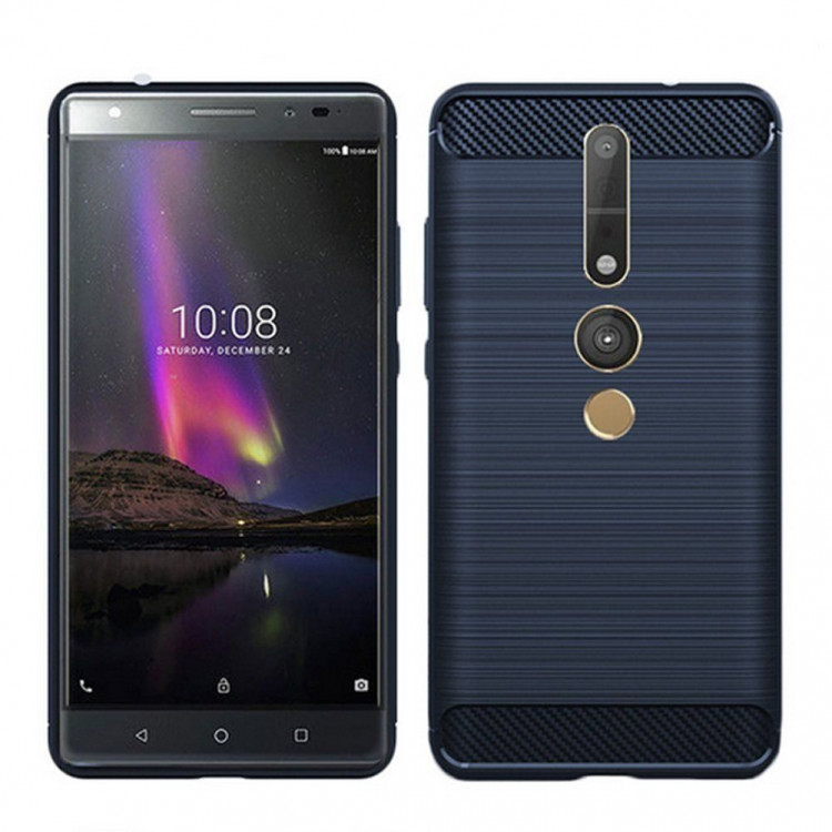 Чехол-накладка Carbon Fibre для Lenovo Phab 2 Pro (темно-синий)