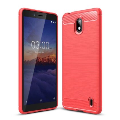 Чехол-накладка Carbon Fibre для Nokia 1 Plus (красный)