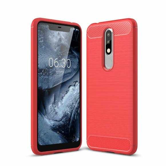 Чехол-накладка Carbon Fibre для Nokia 5.1 Plus / Nokia X5 (красный)