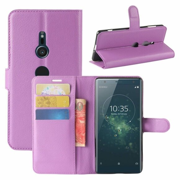 Чехол с визитницей для Sony Xperia XZ2 (фиолетовый)
