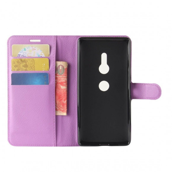 Чехол с визитницей для Sony Xperia XZ2 (фиолетовый) Чехол с визитницей для Sony Xperia XZ2 (фиолетовый)