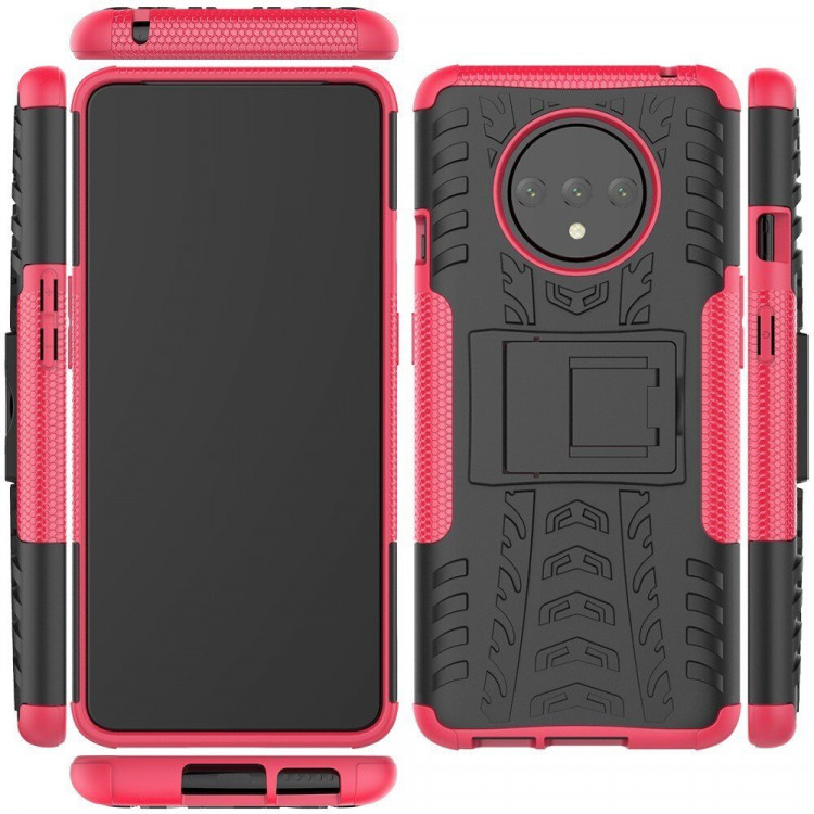 Чехол Hybrid Armor для OnePlus 7T (черный + розовый)