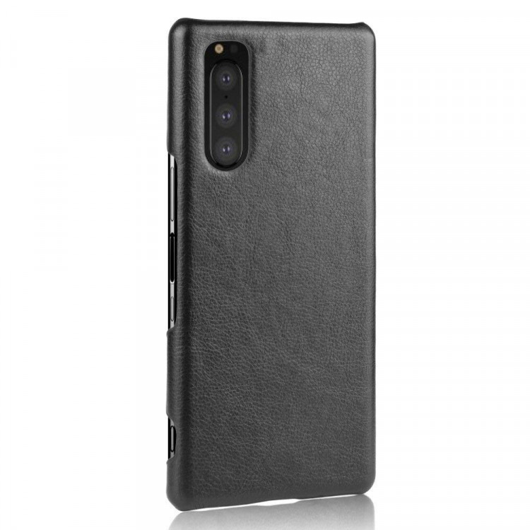 Кожаная накладка-чехол для Sony Xperia 5 (черный)
