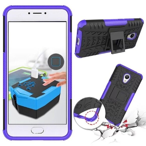 Чехол Hybrid Armor для Meizu M3 / M3s (черный + фиолетовый)